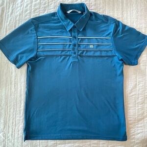 Travis Mathew Teal Blue Golf Polo Shirt Size Large